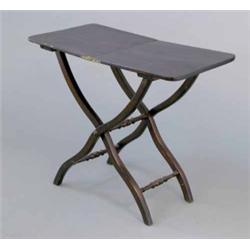 A reproduction stained beech coaching table, Open 2ft 10ins...