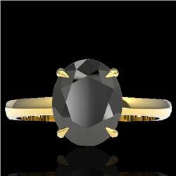 5 CTW Black VS/SI Diamond Designer Inspired Solitaire Ring 18K Yellow Gold - REF-161F8N - 22056