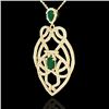 Image 2 : 3.50 CTW Emerald & Micro VS/SI Diamond Heart Necklace Solitaire 14K Yellow Gold - REF-179W6F - 21249