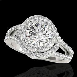1.9 CTW H-SI/I Certified Diamond Solitaire Halo Ring 10K White Gold - REF-209A3X - 34387