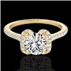 Image 1 : 1.33 CTW H-SI/I Certified Diamond Solitaire Halo Ring 10K Yellow Gold - REF-163X5T - 33291