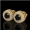 Image 1 : 2.09 CTW Fancy Black Diamond Solitaire Art Deco Stud Earrings 18K Yellow Gold - REF-154T5M - 38012