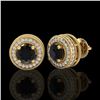 Image 2 : 2.09 CTW Fancy Black Diamond Solitaire Art Deco Stud Earrings 18K Yellow Gold - REF-154T5M - 38012