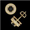 Image 4 : 2.09 CTW Fancy Black Diamond Solitaire Art Deco Stud Earrings 18K Yellow Gold - REF-154T5M - 38012