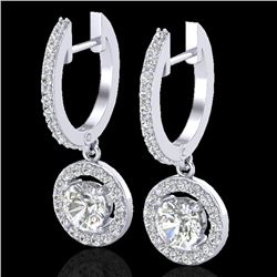 1.75 CTW Micro Pave Halo VS/SI Diamond Earrings 18K White Gold - REF-219K8W - 23253