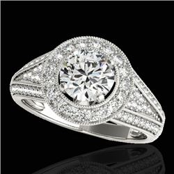 2.17 CTW H-SI/I Certified Diamond Solitaire Halo Ring 10K White Gold - REF-371H6A - 33976