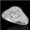 Image 1 : 2.17 CTW H-SI/I Certified Diamond Solitaire Halo Ring 10K White Gold - REF-371H6A - 33976