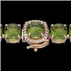 Image 1 : 40 CTW Green Tourmaline & Micro VS/SI Diamond Halo Bracelet 14K Rose Gold - REF-404K4W - 23313