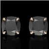 Image 1 : 6 CTW Cushion Cut Black VS/SI Diamond Designer Stud Earrings 14K Rose Gold - REF-136M2H - 21734