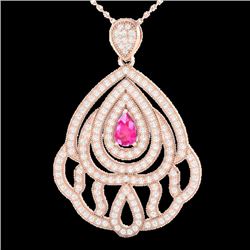 2 CTW Pink Sapphire & Micro Pave VS/SI Diamond Designer Necklace 14K Rose Gold - REF-178K2W - 21266