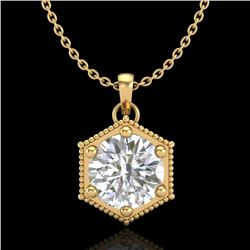0.82 CTW VS/SI Diamond Solitaire Art Deco Stud Necklace 18K Yellow Gold - REF-218N2Y - 37222