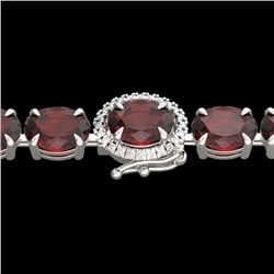 19.25 CTW Garnet & VS/SI Diamond Eternity Tennis Micro Halo Bracelet 14K White Gold - REF-107A3X - 4