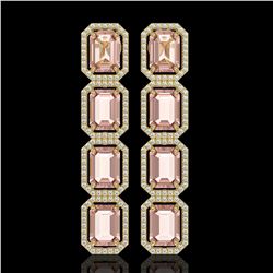 19.81 CTW Morganite & Diamond Halo Earrings 10K Yellow Gold - REF-424N8Y - 41584