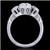 Image 1 : 1.66 CTW VS/SI Diamond Solitaire Art Deco 3 Stone Ring 18K White Gold - REF-445Y5K - 37223