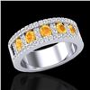 Image 2 : 2 CTW Citrine & Micro VS/SI Diamond Inspired Ring 10K White Gold - REF-61K8W - 20822