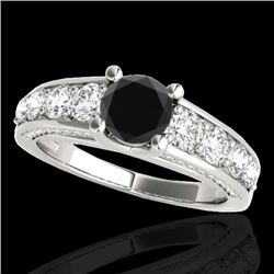 3.05 CTW Certified VS Black Diamond Solitaire Ring 10K White Gold - REF-161W8F - 35519