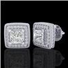 Image 2 : 2.01 CTW Princess VS/SI Diamond Solitaire Art Deco Earrings 18K White Gold - REF-245W5F - 37127