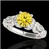 Image 1 : 1.2 CTW Certified Si Intense Yellow Diamond Solitaire Antique Ring 10K White Gold - REF-200Y2K - 346