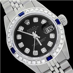 Rolex Men's Stainless Steel, QuickSet, Diam Dial & Diam/Sapphire Bezel - REF-521K7T