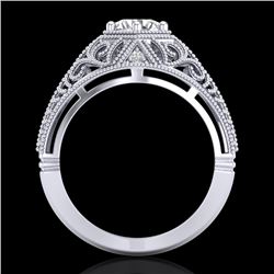 1.07 CTW VS/SI Diamond Art Deco Ring 18K White Gold - REF-322K5W - 36917