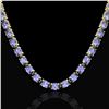 Image 2 : 56 CTW Tanzanite Eternity Designer Inspired Tennis Necklace 14K Yellow Gold - REF-631Y3K - 23411