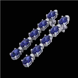15.47 CTW Tanzanite & VS/SI Certified Diamond Tennis Earrings 10K White Gold - REF-189K3W - 29491