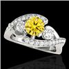 Image 1 : 2.01 CTW Certified Si Intense Yellow Diamond Bypass Solitaire Ring 10K White Gold - REF-254T5M - 350