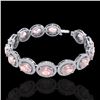 Image 2 : 23 CTW Morganite & Micro Pave VS/SI Diamond Bracelet 10K White Gold - REF-527W3F - 22691