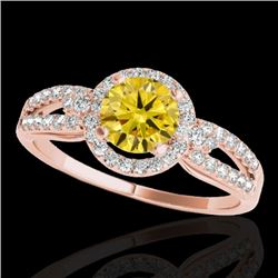1.25 CTW Certified Si/I Fancy Intense Yellow Diamond Solitaire Halo Ring 10K Rose Gold - REF-161K8W 