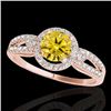 Image 1 : 1.25 CTW Certified Si/I Fancy Intense Yellow Diamond Solitaire Halo Ring 10K Rose Gold - REF-161K8W 