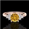 Image 2 : 1 CTW Intense Fancy Yellow Diamond Engagement Classic Ring 18K Rose Gold - REF-130H9A - 37596