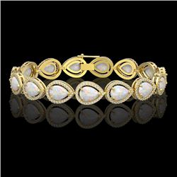 17.15 CTW Opal & Diamond Halo Bracelet 10K Yellow Gold - REF-321F6N - 41251