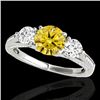 Image 1 : 1.75 CTW Certified Si/I Fancy Intense Yellow Diamond 3 Stone Ring 10K White Gold - REF-236X4T - 3535