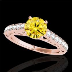 1.65 CTW Certified Si/I Fancy Intense Yellow Diamond Solitaire Ring 10K Rose Gold - REF-203F6N - 350