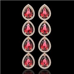 10.48 CTW Tourmaline & Diamond Halo Earrings 10K Rose Gold - REF-211N8Y - 41301