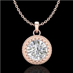 1 CTW VS/SI Diamond Solitaire Art Deco Necklace 18K Rose Gold - REF-292H5A - 36891