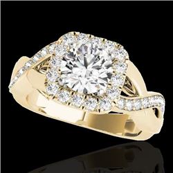 2 CTW H-SI/I Certified Diamond Solitaire Halo Ring 10K Yellow Gold - REF-345Y5K - 33318