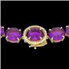 Image 1 : 175 CTW Amethyst & VS/SI Diamond Halo Micro Solitaire Necklace 14K Yellow Gold - REF-531X6T - 22287