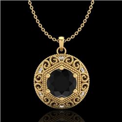 1.11 CTW Fancy Black Diamond Solitaire Art Deco Stud Necklace 18K Yellow Gold - REF-87N3Y - 37564