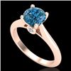 Image 1 : 1.36 CTW Fancy Intense Blue Diamond Solitaire Art Deco Ring 18K Rose Gold - REF-227T3M - 38210
