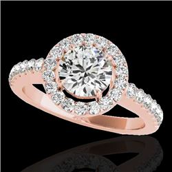 1.65 CTW H-SI/I Certified Diamond Solitaire Halo Ring 10K Rose Gold - REF-259Y3K - 33473