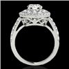 Image 2 : 2.09 CTW H-SI/I Certified Diamond Solitaire Halo Ring 10K White Gold - REF-220A2X - 33688