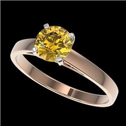 1 CTW Certified Intense Yellow SI Diamond Solitaire Engagement Ring 10K Rose Gold - REF-199M5H - 329