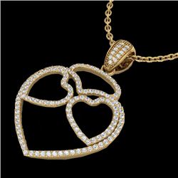 1.20 CTW Micro Pave VS/SI Diamond Designer Heart Necklace 14K Yellow Gold - REF-110N9Y - 22548