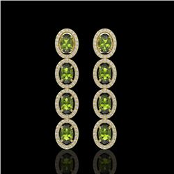 5.88 CTW Tourmaline & Diamond Halo Earrings 10K Yellow Gold - REF-121K3W - 40525