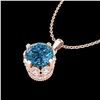 Image 2 : 0.85 CTW Fancy Intense Blue Diamond Solitaire Art Deco Necklace 18K Rose Gold - REF-90W9F - 37370