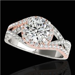 2 CTW H-SI/I Certified Diamond Solitaire Halo Ring 10K White & Rose Gold - REF-345N5Y - 33840