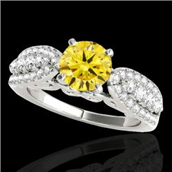 1.7 CTW Certified Si/I Fancy Intense Yellow Diamond Solitaire Ring 10K White Gold - REF-180N2Y - 352