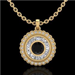 2.11 CTW Fancy Black Diamond Solitaire Art Deco Stud Necklace 18K Yellow Gold - REF-180N2Y - 37914