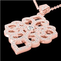 1.40 CTW Micro Pave VS/SI Diamond Designer Necklace 14K Rose Gold - REF-130N9Y - 22556